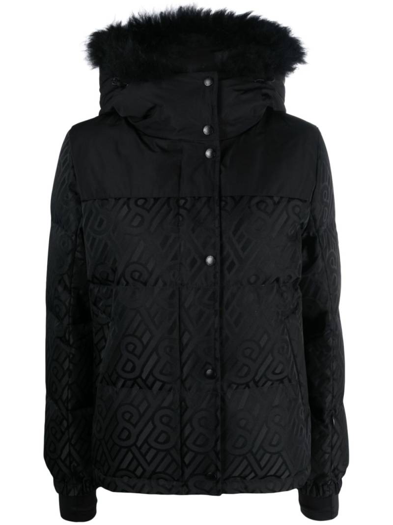 Yves Salomon monogram-pattern hooded down jacket - Black von Yves Salomon