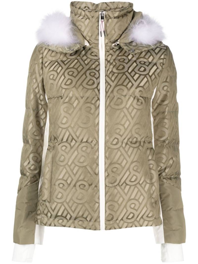 Yves Salomon shearling-trim flocked canvas jacket - Green von Yves Salomon