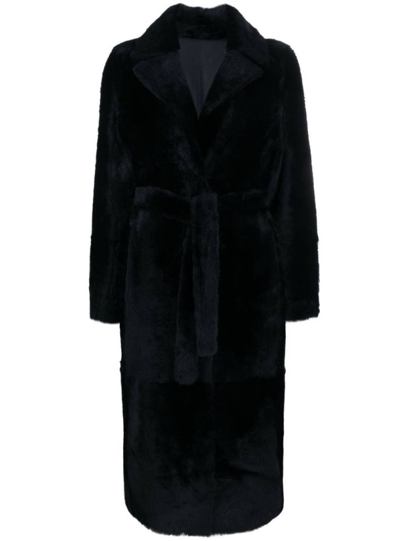 Yves Salomon notched-lapels belted coat - Blue von Yves Salomon