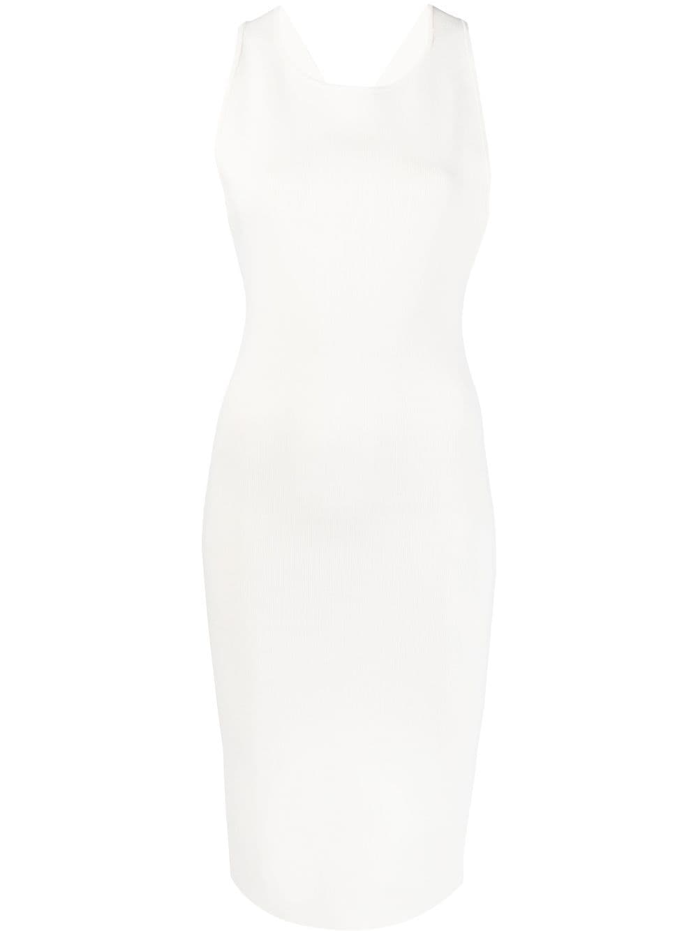 Yves Salomon ribbed cross-strap midi dress - White von Yves Salomon