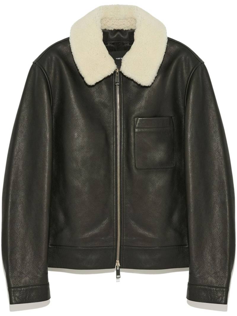 Yves Salomon shearling collar leather jacket - Black von Yves Salomon