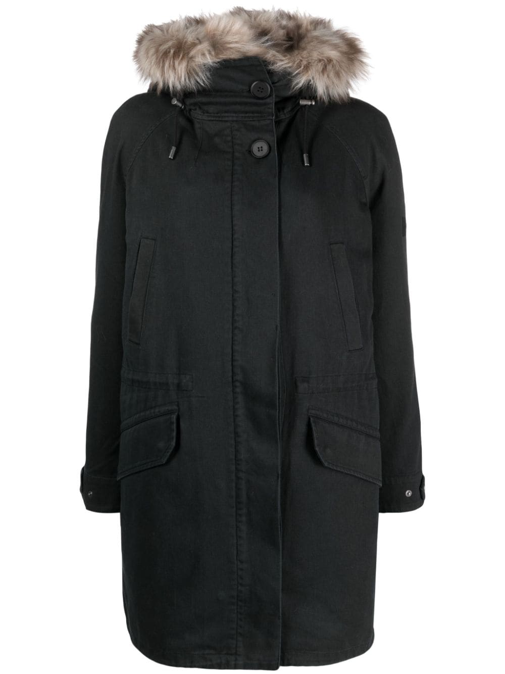 Yves Salomon shearling-trim gabardine parka - Black von Yves Salomon