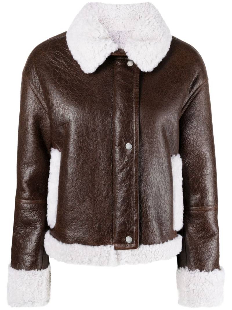 Yves Salomon shearling-trim leather jacket - Brown von Yves Salomon