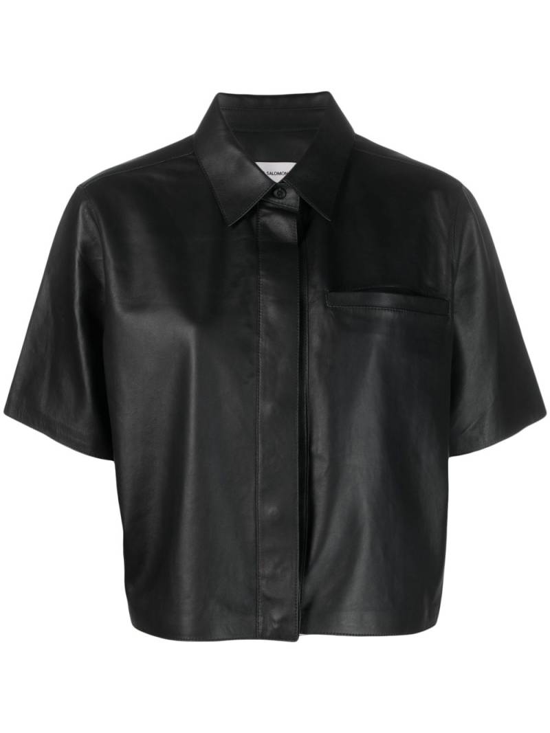 Yves Salomon short-sleeve leather shirt - Black von Yves Salomon