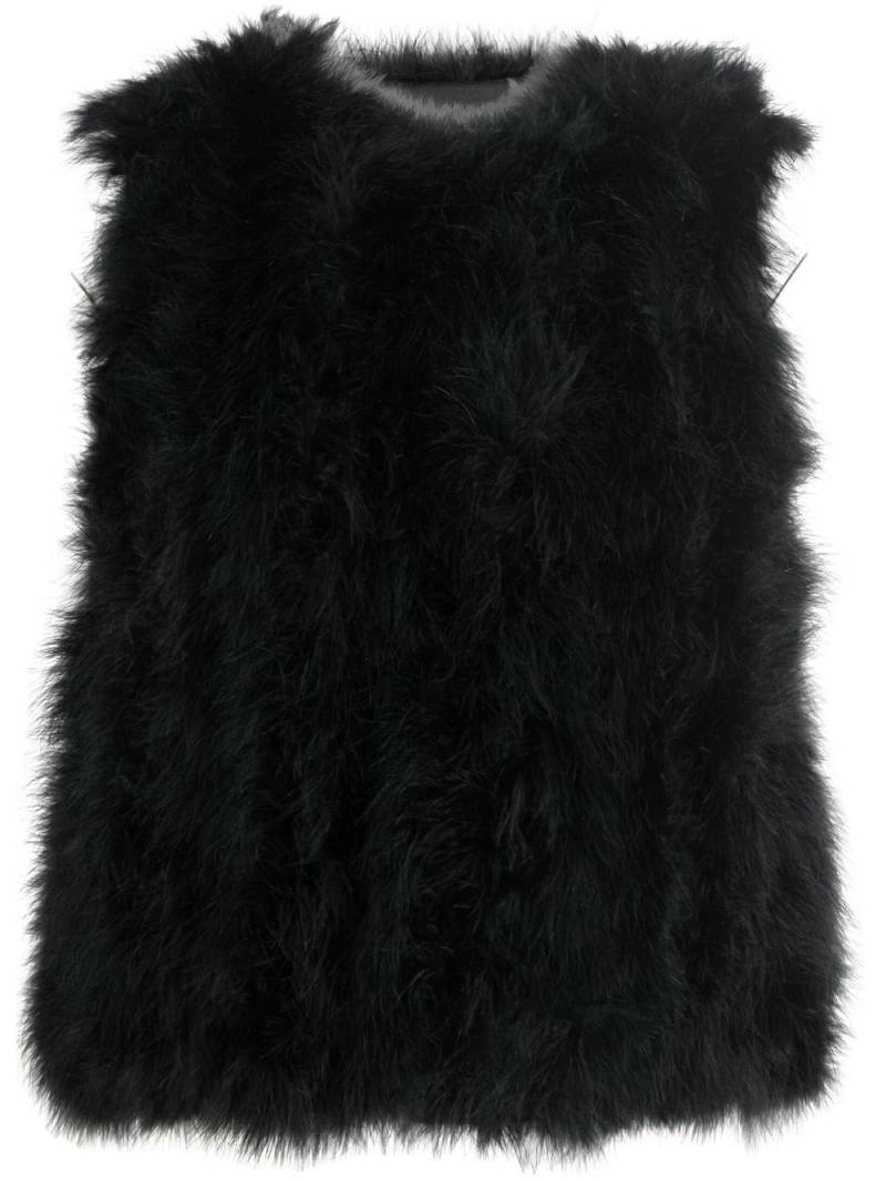 Yves Salomon silk feathered-finish waistcoat - Black von Yves Salomon