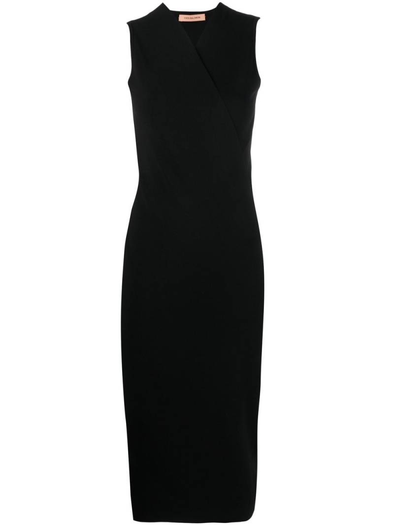 Yves Salomon wrapped V-neck midi dress - Black von Yves Salomon