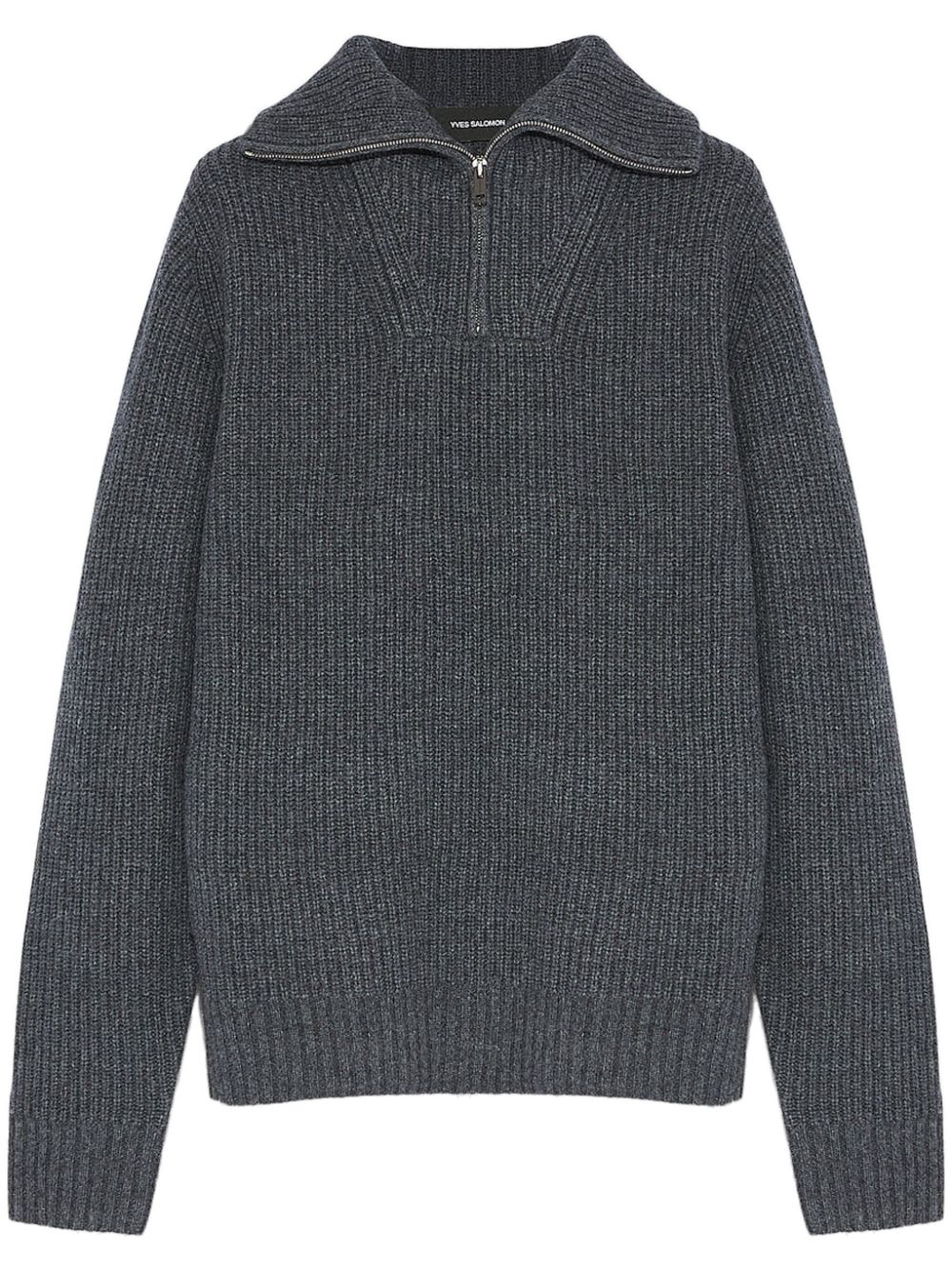 Yves Salomon zip-up ribbed knit sweater - Grey von Yves Salomon