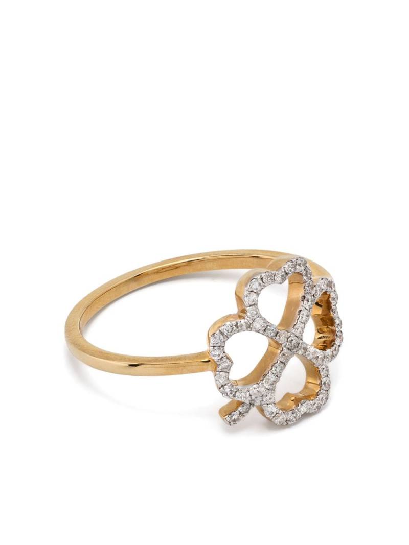 Yvonne Léon 18kt yellow gold Bague Fil Trèfle diamonds ring von Yvonne Léon