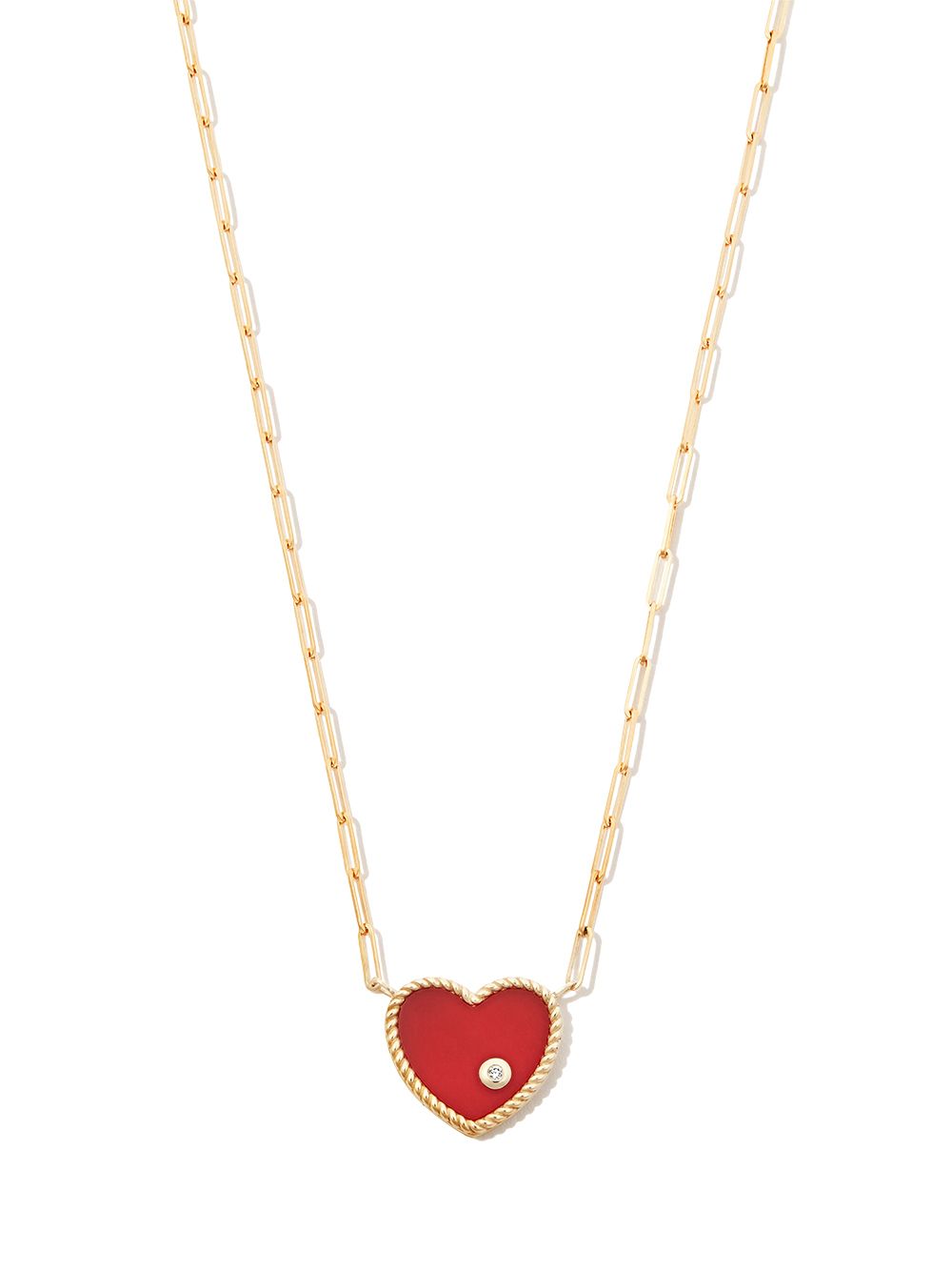 Yvonne Léon 18kt yellow gold agate heart diamond pendant necklace von Yvonne Léon