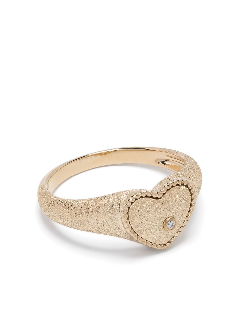 Yvonne Léon 9kt yellow gold Baby Chevalière Coeur diamond signet ring von Yvonne Léon