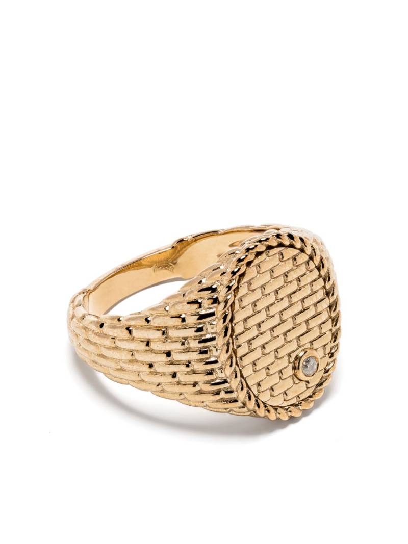 Yvonne Léon 9kt yellow gold Chevalière Ovale Cannage signet ring von Yvonne Léon