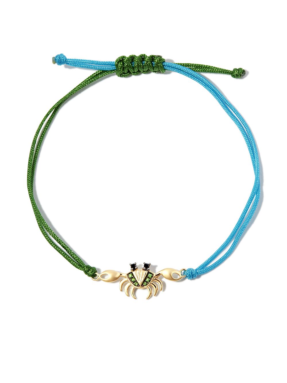 Yvonne Léon 9kt yellow gold Crab tsavorite cord bracelet von Yvonne Léon