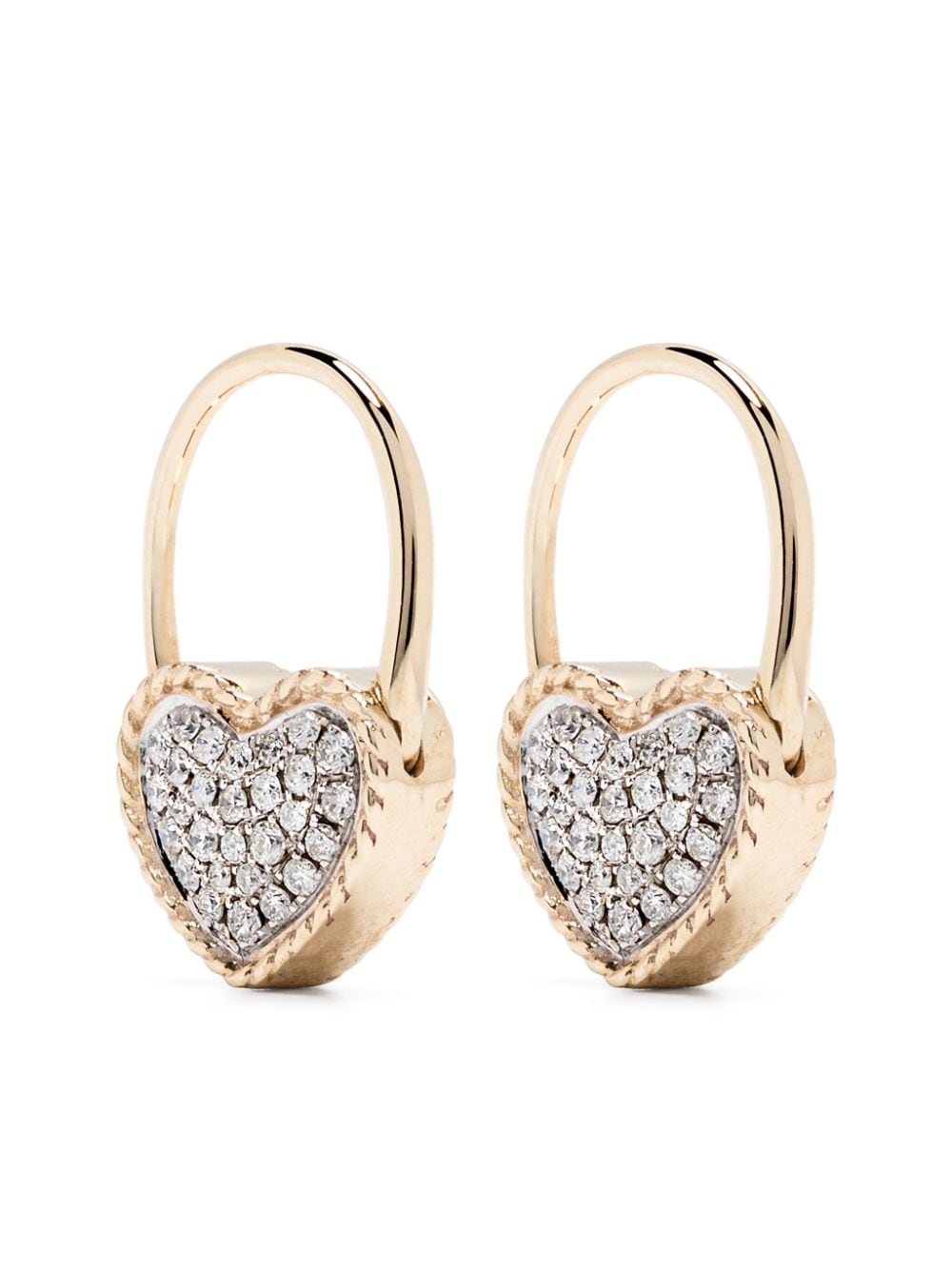 Yvonne Léon 9kt yellow gold Creole Cadenas Coeur diamond earring von Yvonne Léon