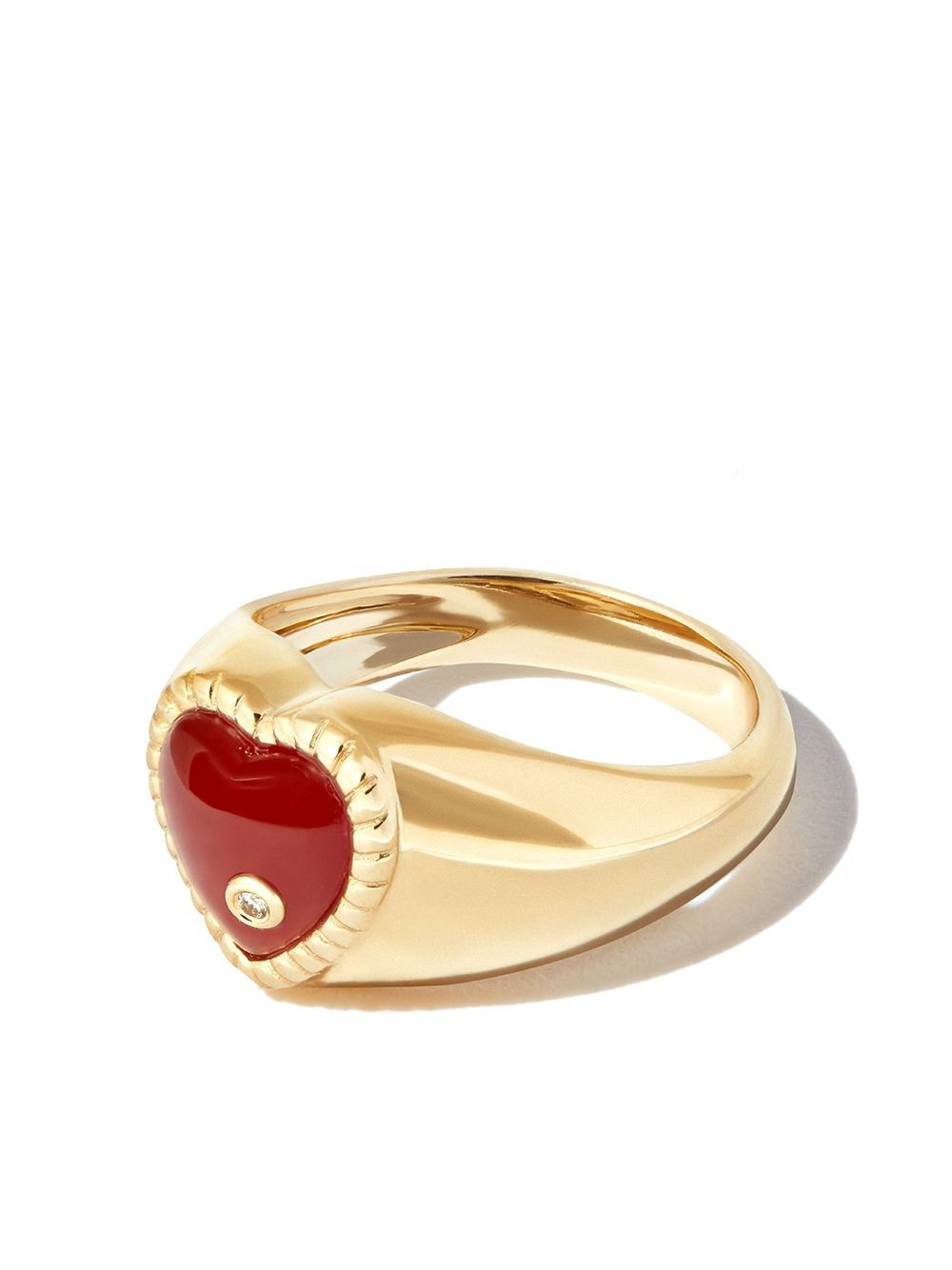 Yvonne Léon 9kt yellow gold agate diamond heart signet ring von Yvonne Léon