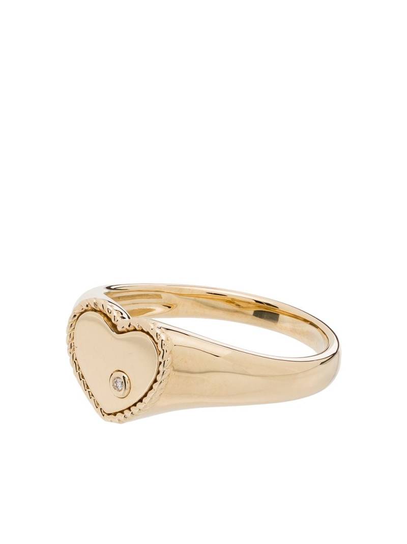 Yvonne Léon 9kt yellow gold diamond heart signet ring von Yvonne Léon