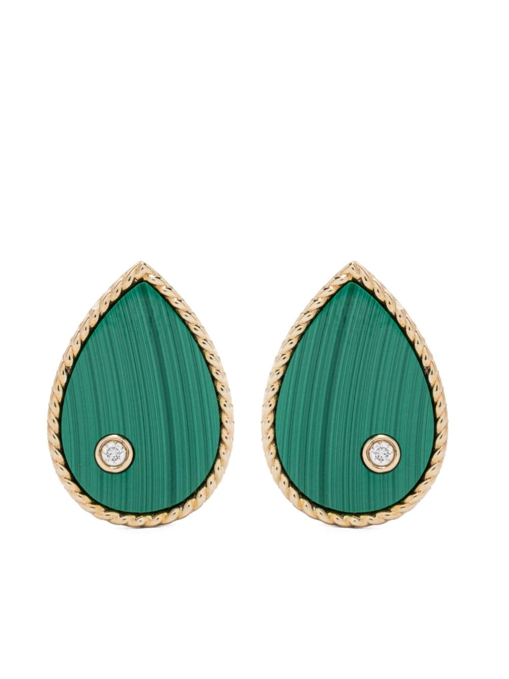 Yvonne Léon 9kt yellow gold malachite diamond earrings von Yvonne Léon