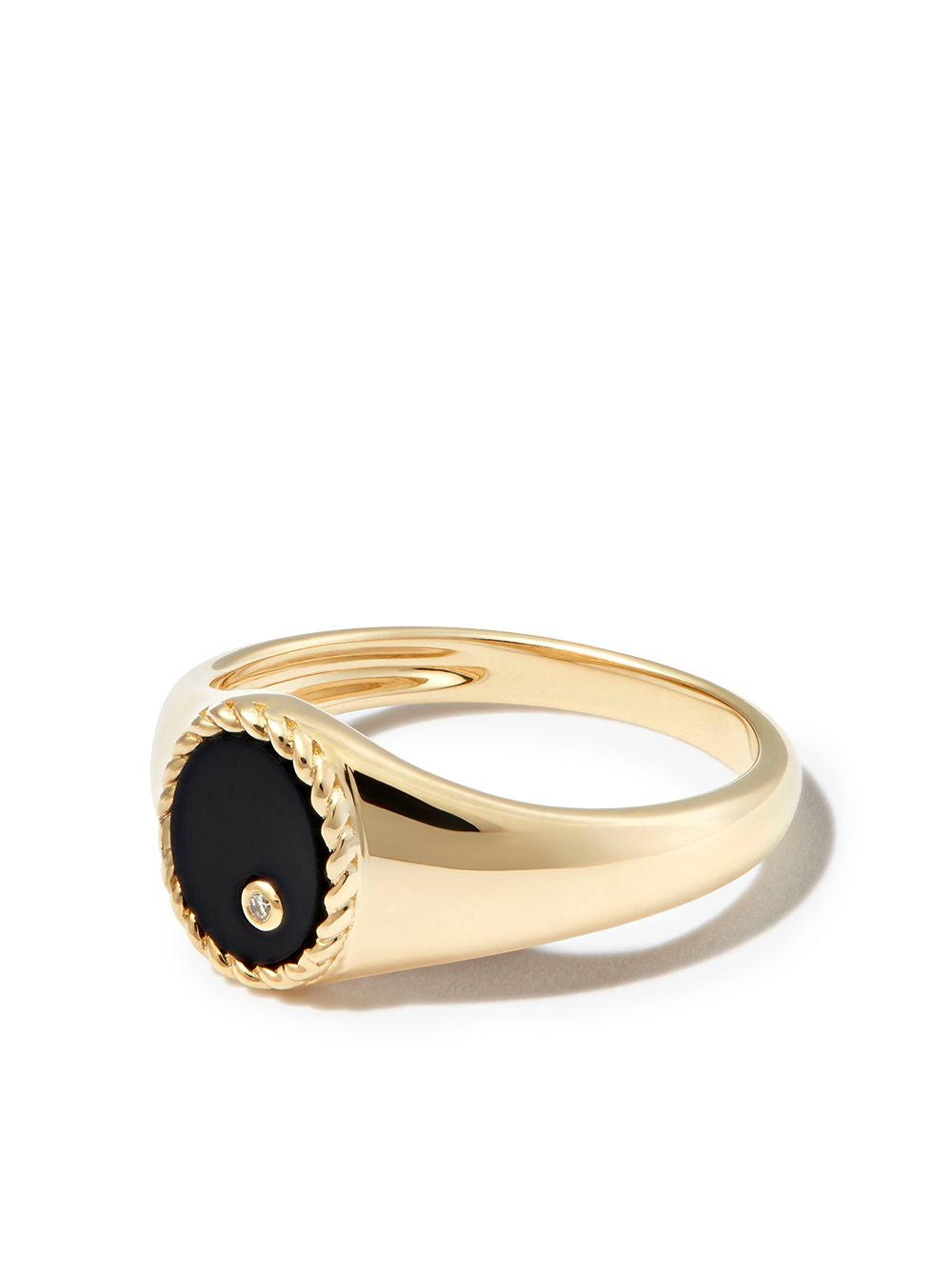 Yvonne Léon 9kt yellow gold onyx and diamond signet ring von Yvonne Léon