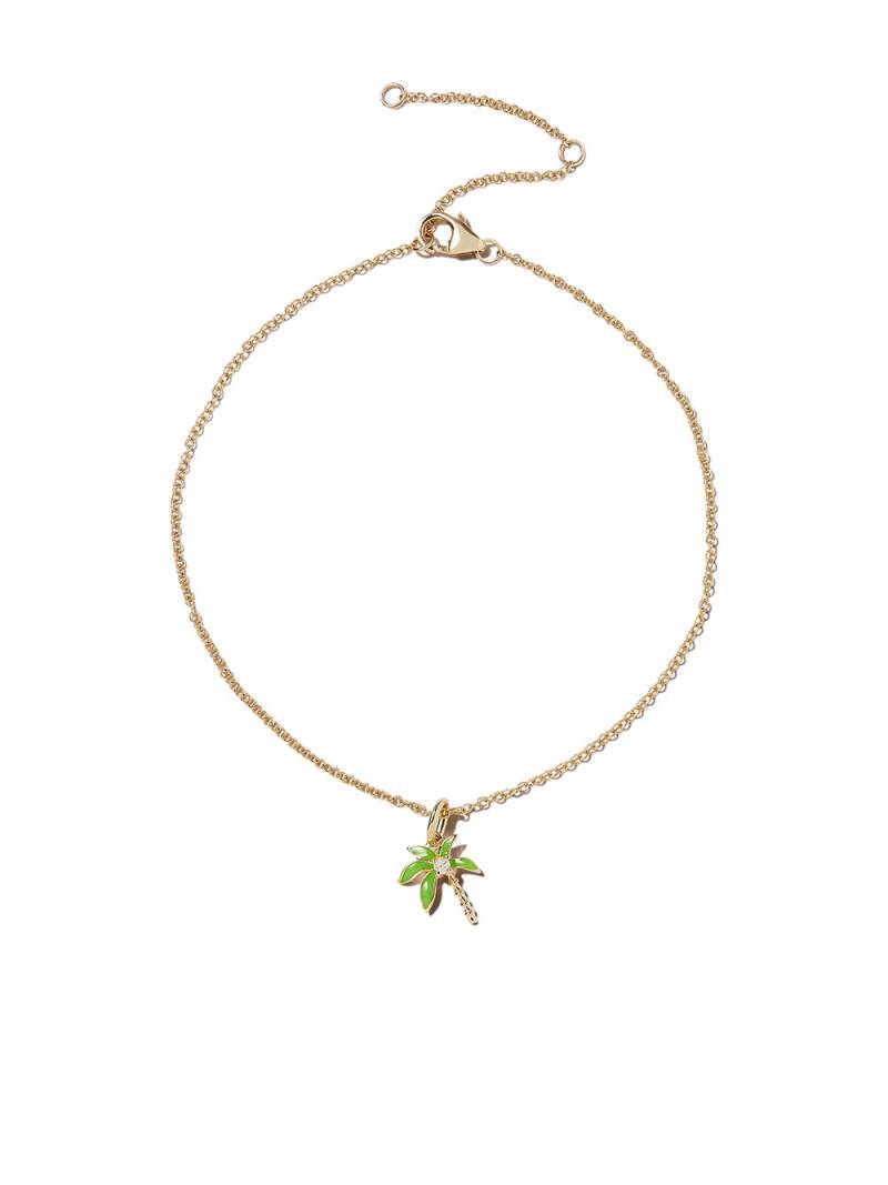 Yvonne Léon 9kt yellow gold palm tree diamond charm anklet von Yvonne Léon