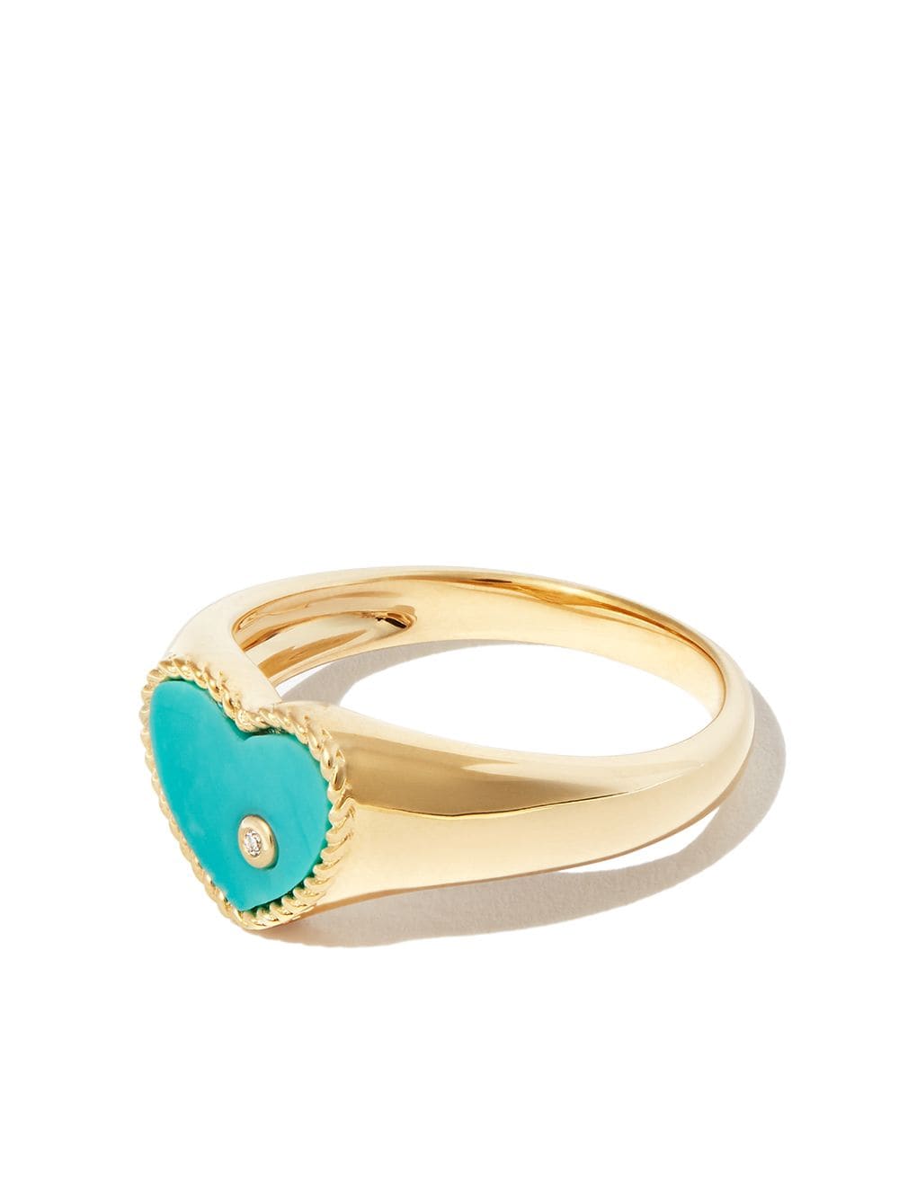 Yvonne Léon 9kt yellow gold turquoise and diamond signet ring von Yvonne Léon