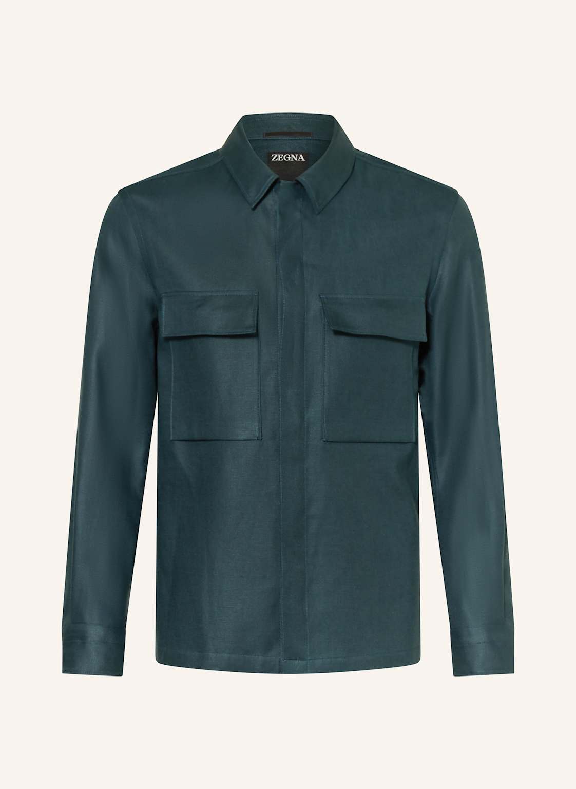 Zegna Overshirt Aus Leinen gruen von ZEGNA