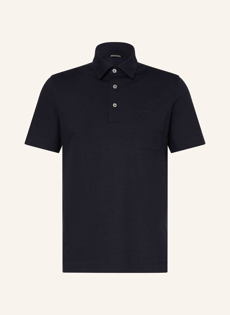 Zegna Piqué-Poloshirt blau von ZEGNA