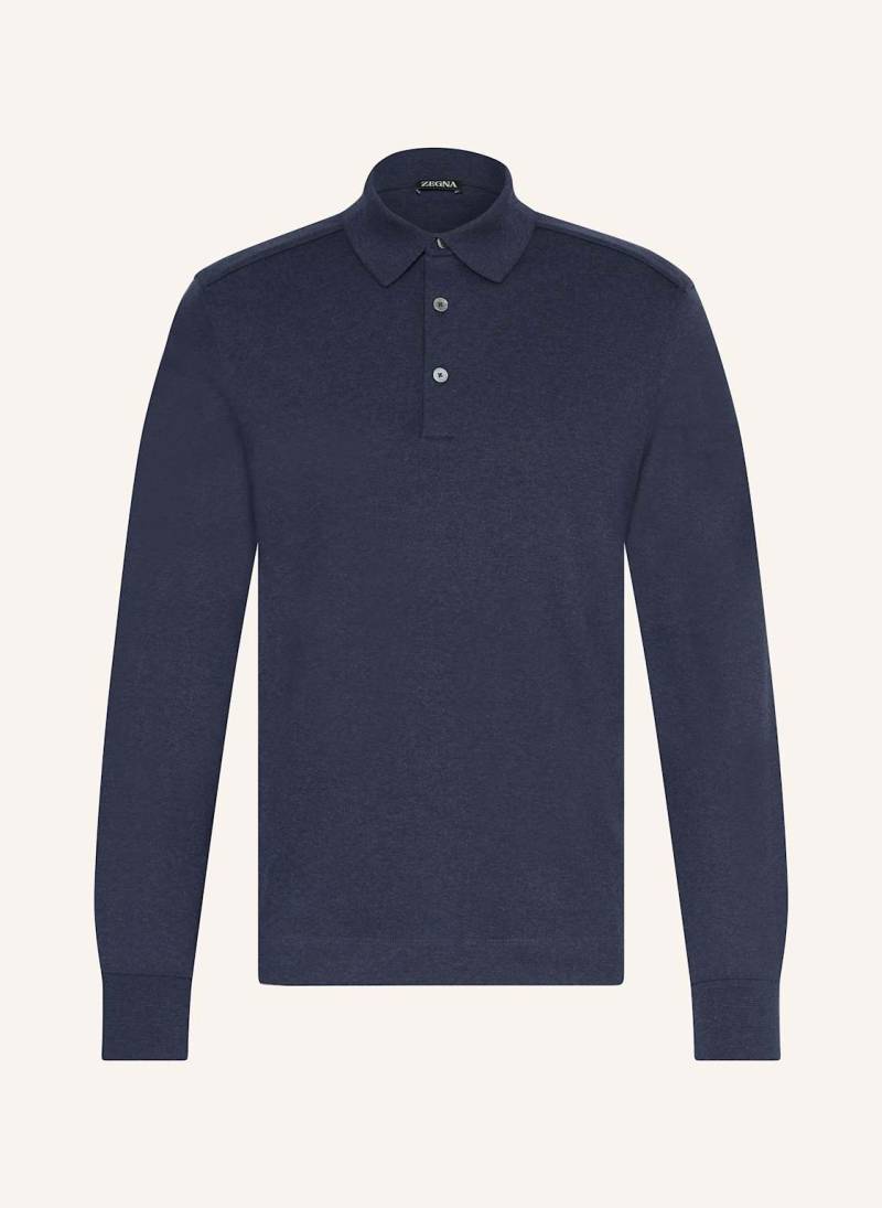 Zegna Piqué-Poloshirt blau von ZEGNA