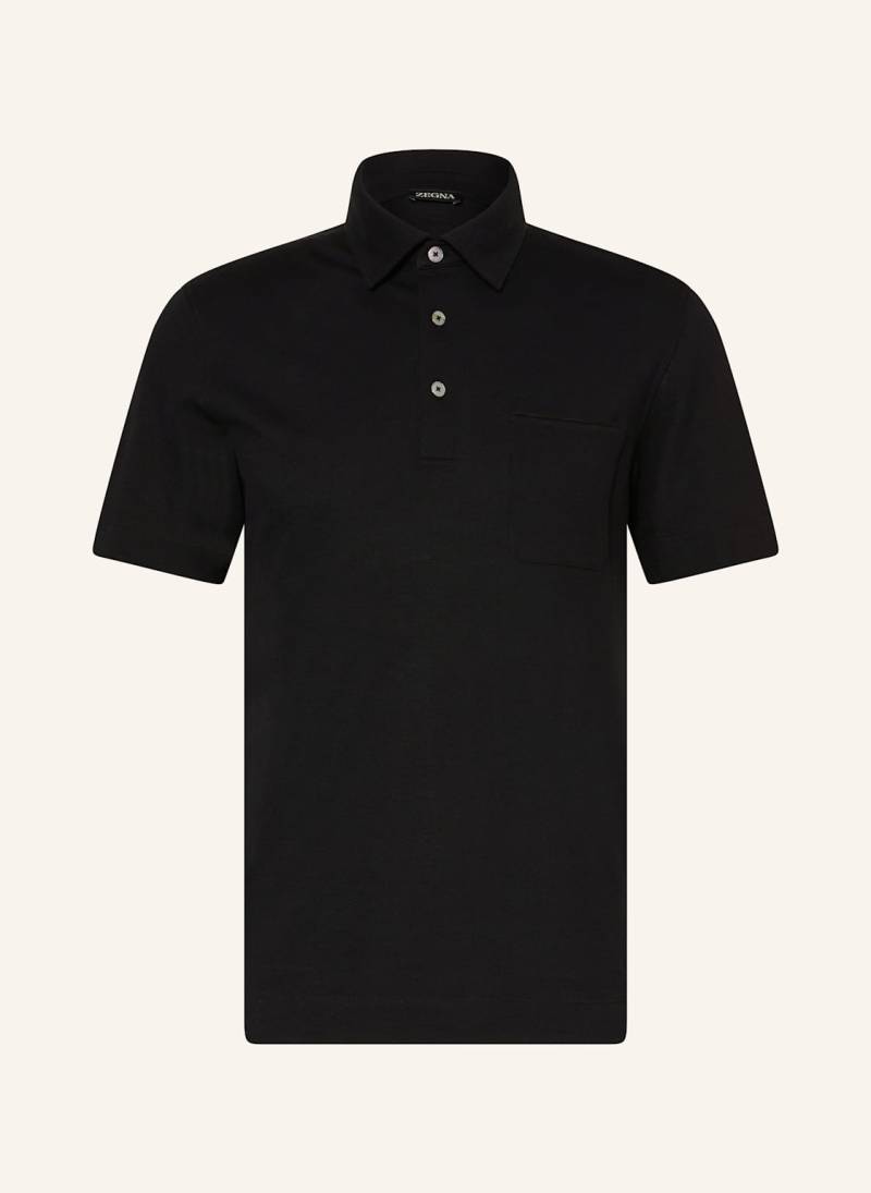 Zegna Piqué-Poloshirt schwarz von ZEGNA