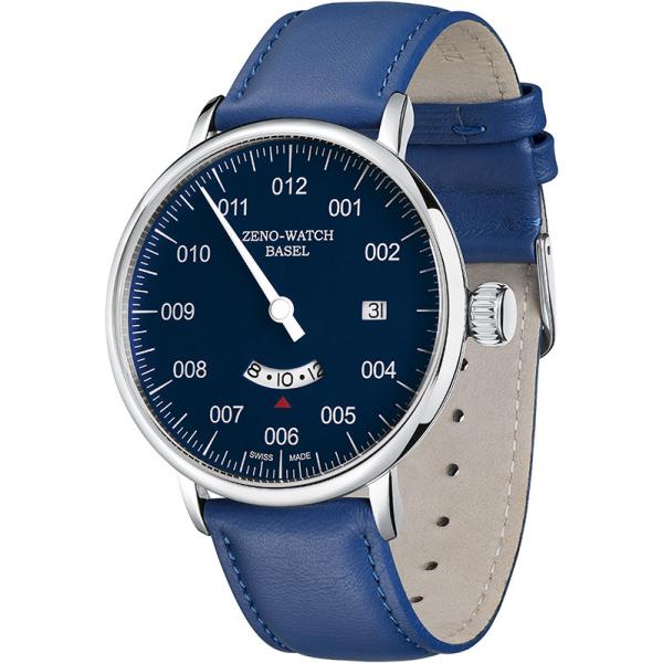 ZENO Bauhaus Einzeigeruhr 42mm, blau von ZENO Swiss