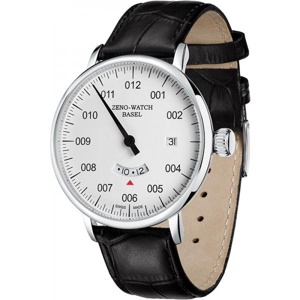 ZENO Bauhaus Einzeigeruhr 42mm, weiss von ZENO Swiss