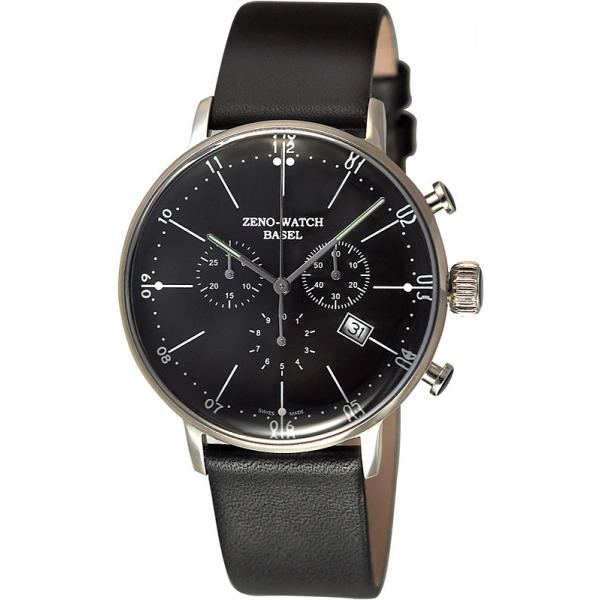 ZENO-WATCH BASEL, Bauhaus Chronograph, Quartzuhr schwarz von ZENO Swiss