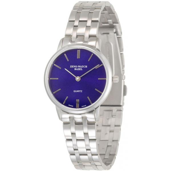 ZENO-WATCH BASEL, Bauhaus Damenuhr Quartz, Edelstahl blau von ZENO Swiss