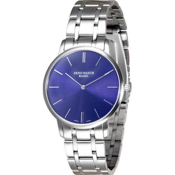 ZENO-WATCH BASEL, Bauhaus Armbanduhr Quartz, Edelstahl blau von ZENO Swiss