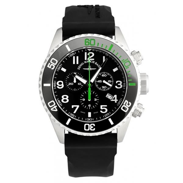 ZENO-WATCH BASEL, Diver Ceramic Chrono Quartz, Stahl schwarz/grün von ZENO WATCH BASEL