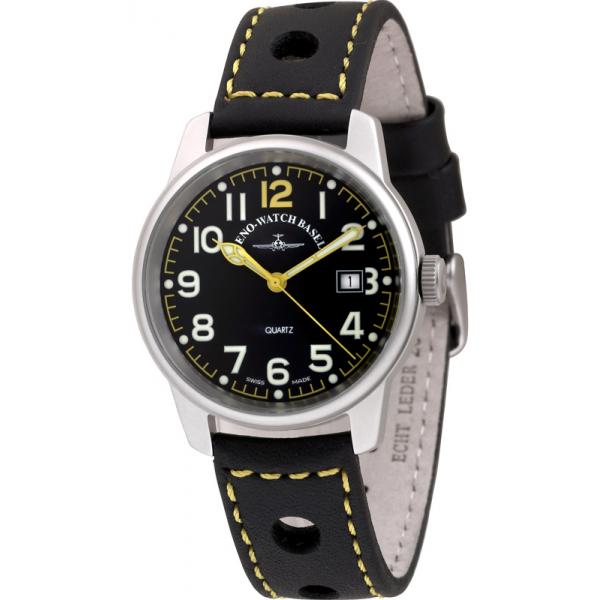 ZENO-WATCH BASEL, Pilot Classic Fliegeruhr Edelstahl schwarz/gelb von ZENO WATCH BASEL