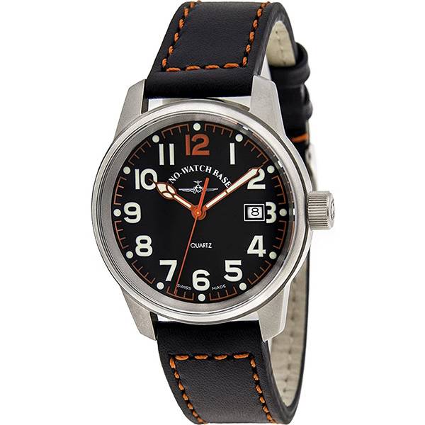 ZENO-WATCH BASEL, Pilot Classic Fliegeruhr Edelstahl schwarz/rot von ZENO WATCH BASEL