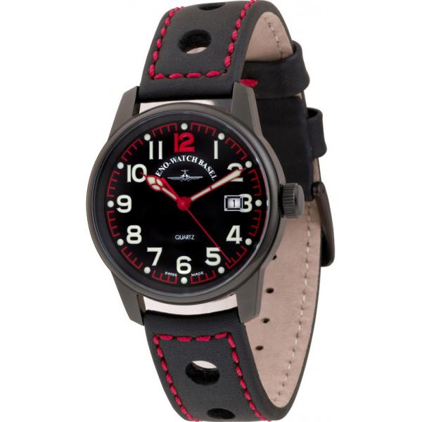 ZENO-WATCH BASEL, Pilot Classic Fliegeruhr schwarz/rot von ZENO WATCH BASEL