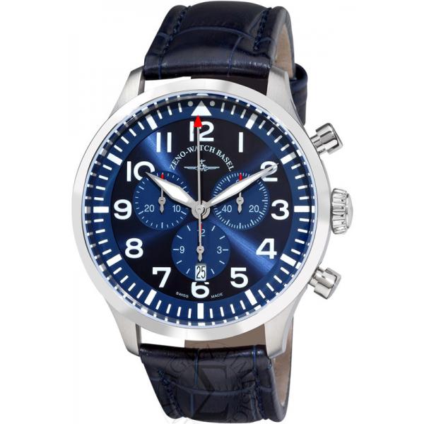 ZENO-WATCH BASEL, Pilot Navigator Quartz Flieger Chrono, blau von ZENO WATCH BASEL