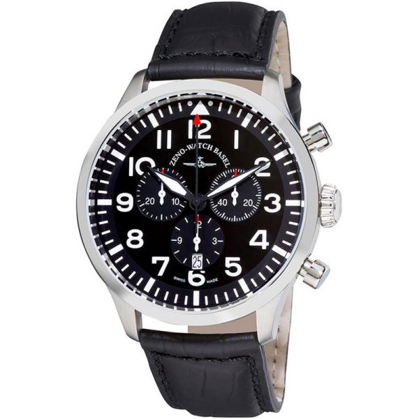 ZENO-WATCH BASEL, Pilot Navigator Quartz Flieger Chrono, schwarz von ZENO WATCH BASEL