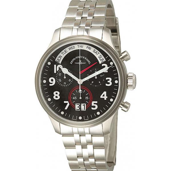 ZENO-WATCH BASEL, Pilot Oversized XL Fliegeruhr Q Tag Datum Stahl von ZENO WATCH BASEL