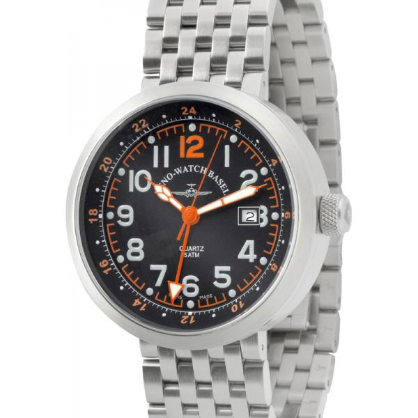 ZENO-WATCH BASEL, Pilot Rondo Quartz Fliegeruhr, GMT Stahl orange MB von ZENO WATCH BASEL