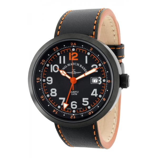 ZENO-WATCH BASEL, Pilot Rondo Quartz Fliegeruhr, GMT schwarz/orange von ZENO WATCH BASEL