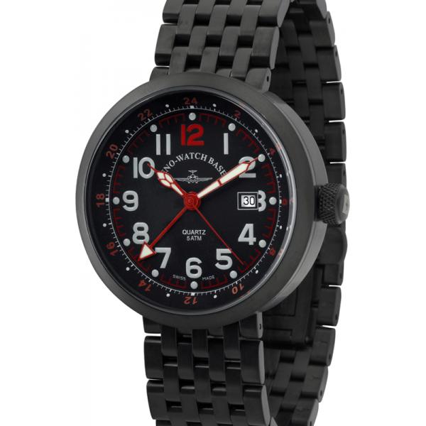 ZENO-WATCH BASEL, Pilot Rondo Quartz Fliegeruhr, GMT schwarz/rot M von ZENO WATCH BASEL