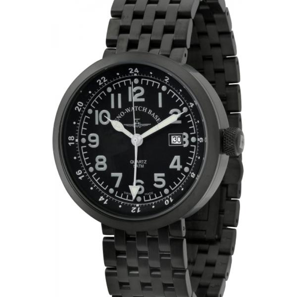 ZENO-WATCH BASEL, Pilot Rondo Quartz Fliegeruhr, GMT schwarz M von ZENO WATCH BASEL