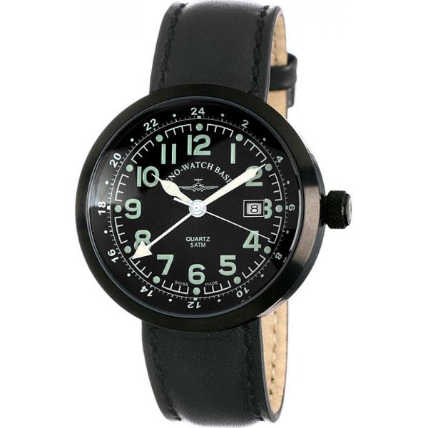 ZENO-WATCH BASEL, Pilot Rondo Quartz Fliegeruhr, GMT schwarz von ZENO WATCH BASEL