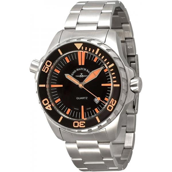 ZENO-WATCH BASEL, Pro Diver II, XL Quartz Taucheruhr schwarz-orange MB von ZENO WATCH BASEL