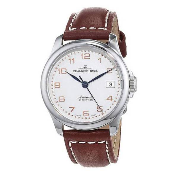 ZENO-WATCH BASEL, Retro Basic, Automatik Uhr, Datum, weiss/rosé von ZENO WATCH BASEL