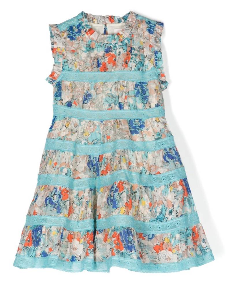 ZIMMERMANN Kids Clover tiered floral-print dress - Blue von ZIMMERMANN Kids