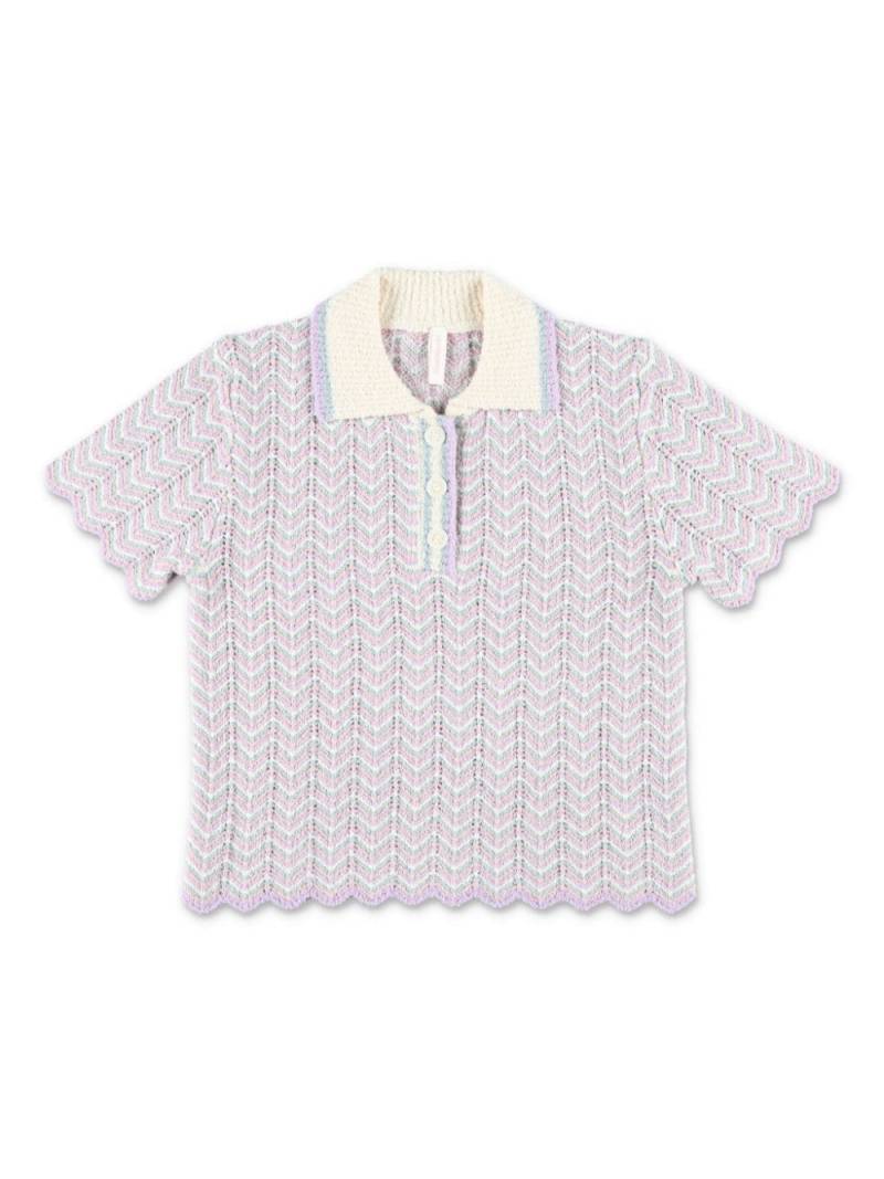 ZIMMERMANN Kids Halliday knitted polo shirt - Neutrals von ZIMMERMANN Kids