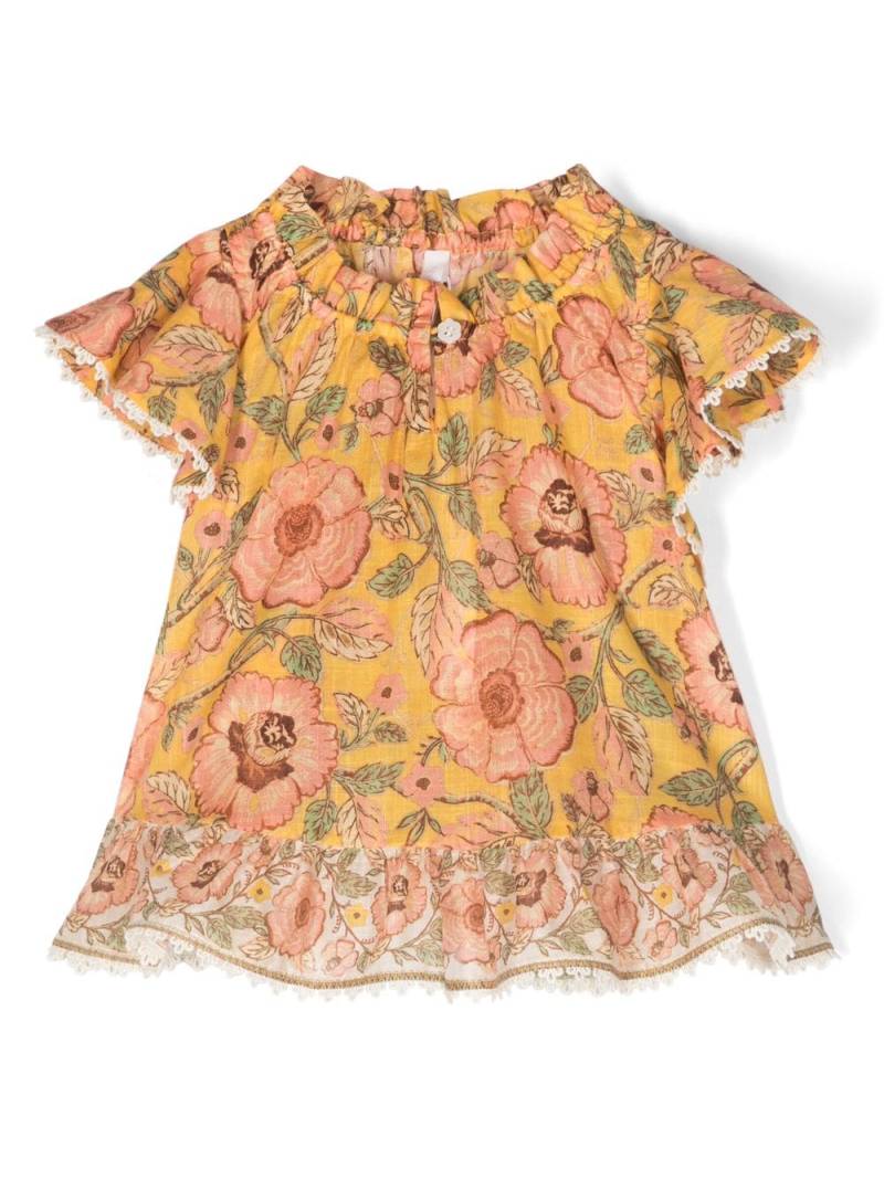 ZIMMERMANN Kids Junie floral-print ruffle-trim blouse - Yellow von ZIMMERMANN Kids