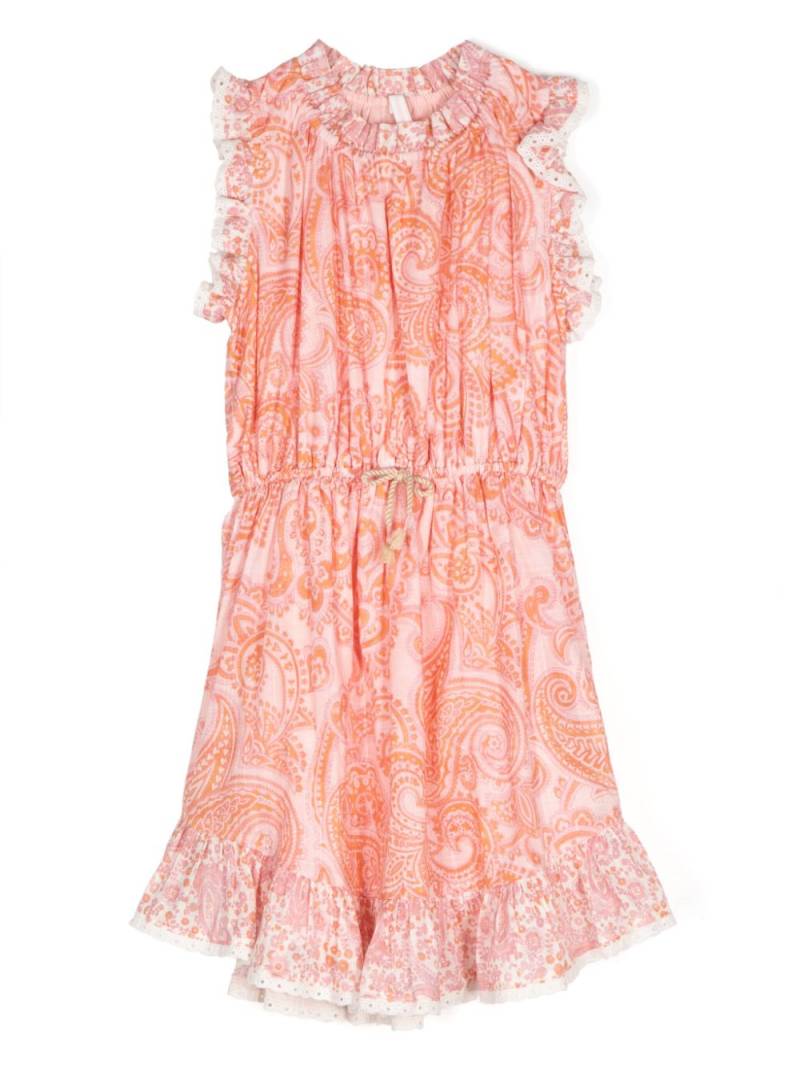 ZIMMERMANN Kids Ottie paisley-print pleated dress - Pink von ZIMMERMANN Kids